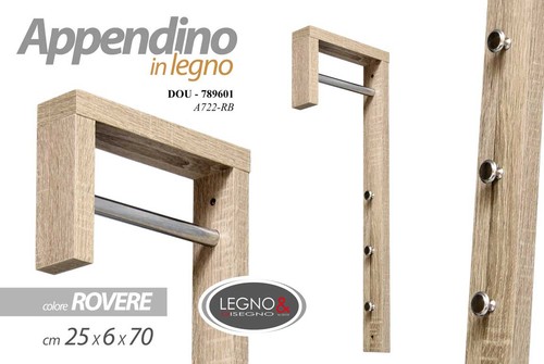 Appendino rovere appendiabiti - appendino,